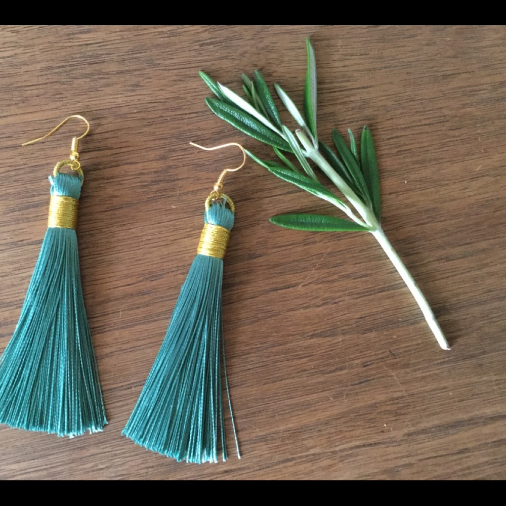Teal Tassels Earrings 💕